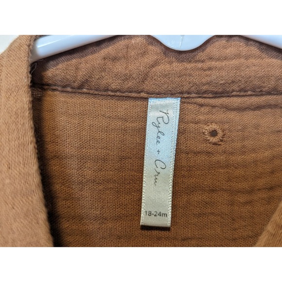 Rylee & Cru Esme Dress Rust Size 18/24m Eyelet Scallop Short Sleeve Buttons - Picture 4 of 5